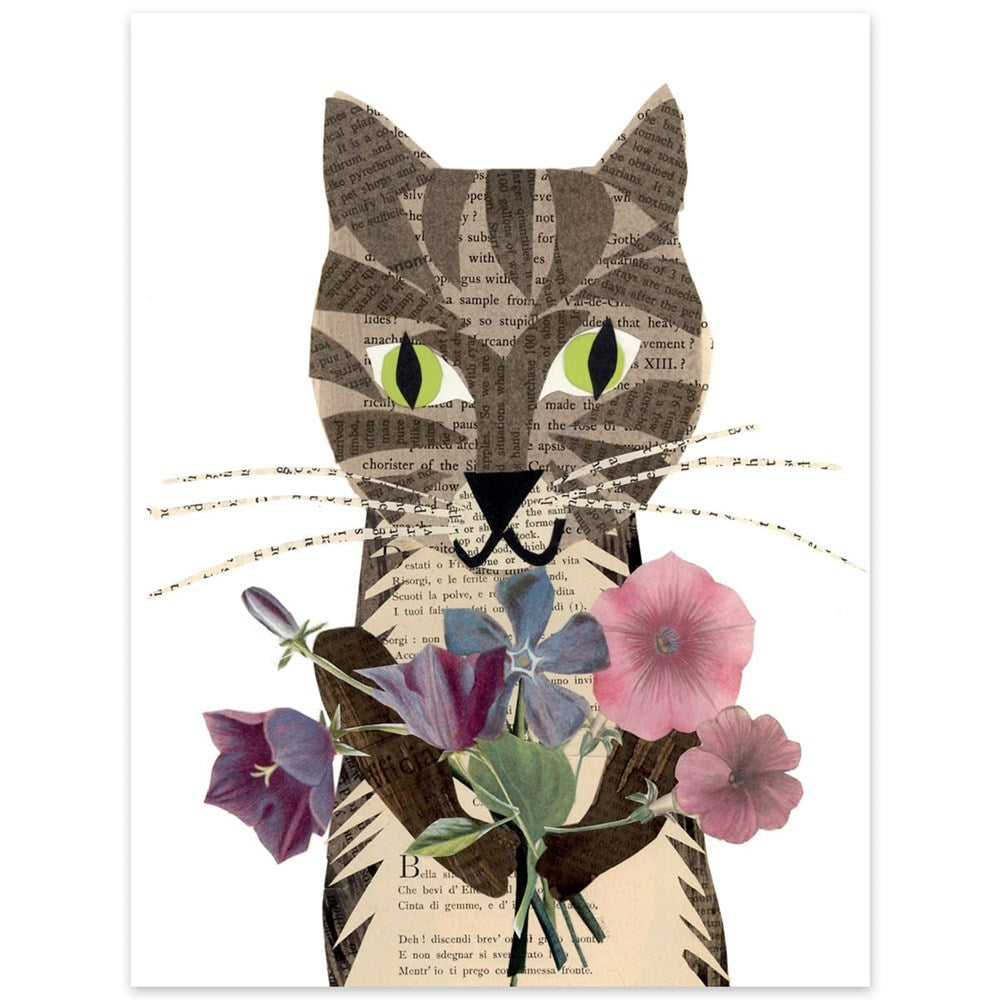 Paste Cat With Flowers Card (1 pc)