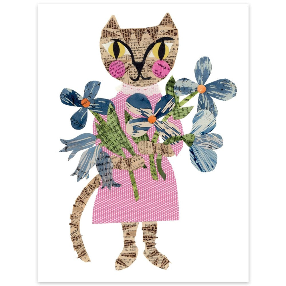 Paste Floral Cat Girl Card (1 pc)