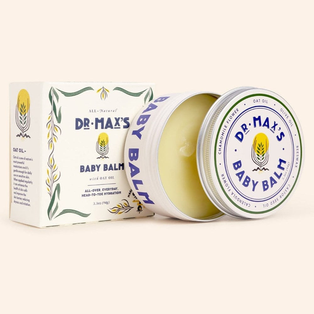 Dr. Max’s Baby Balm (3.3 oz) - product shown in front of box. 