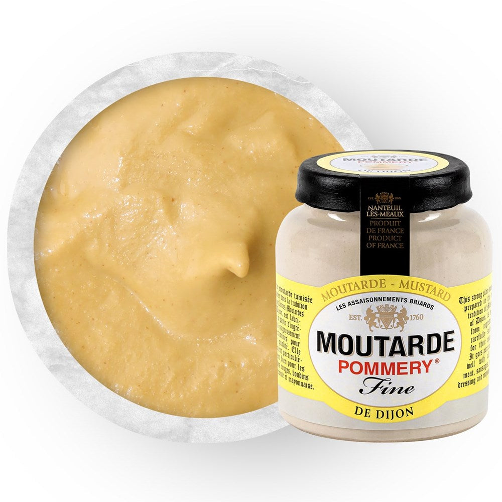 Pommery Dijon Mustard (100 g) - product shown in bowl next to jar.