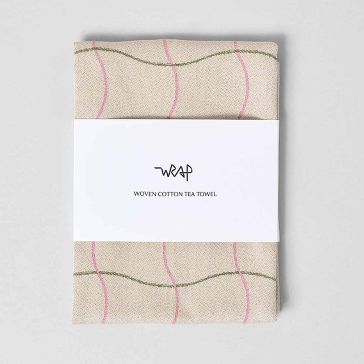 Wrap Wave Grid Cotton Tea Towel (1 pc) shown folded