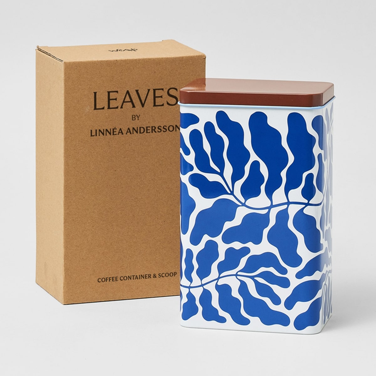 Wrap Leaves Coffee Tin shown with box