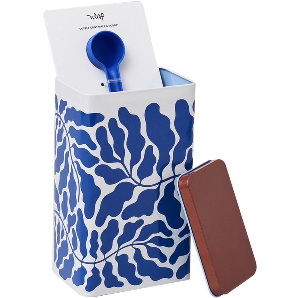 Wrap Leaves Coffee Tin (2 pcs) with blue spoon/scoop