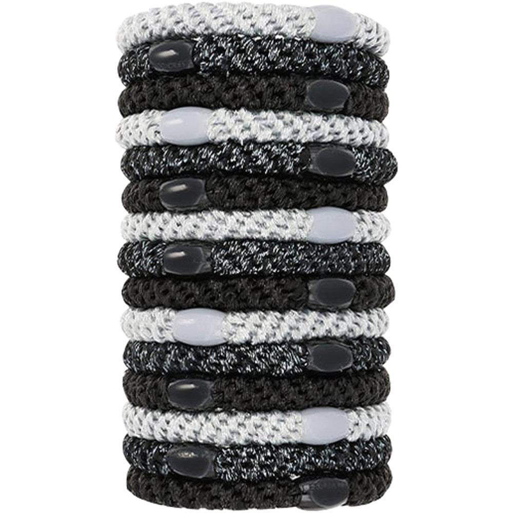 France Luxe Grab & Go Ponytail Holders Set - Black Metallic (15 pcs)