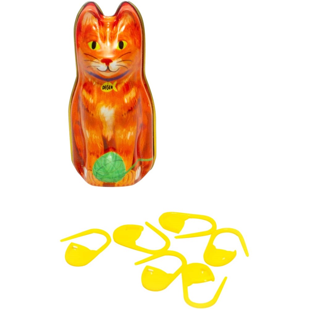 DEGEN Orange Cat Tin - Stitch Markers (2 pcs)