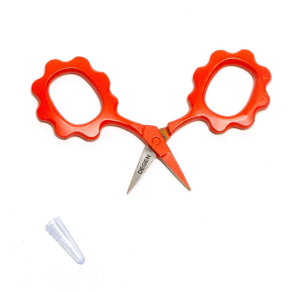 DEGEN Swerve Mini Scissors - Poppy (1 pc) - product shown open. 