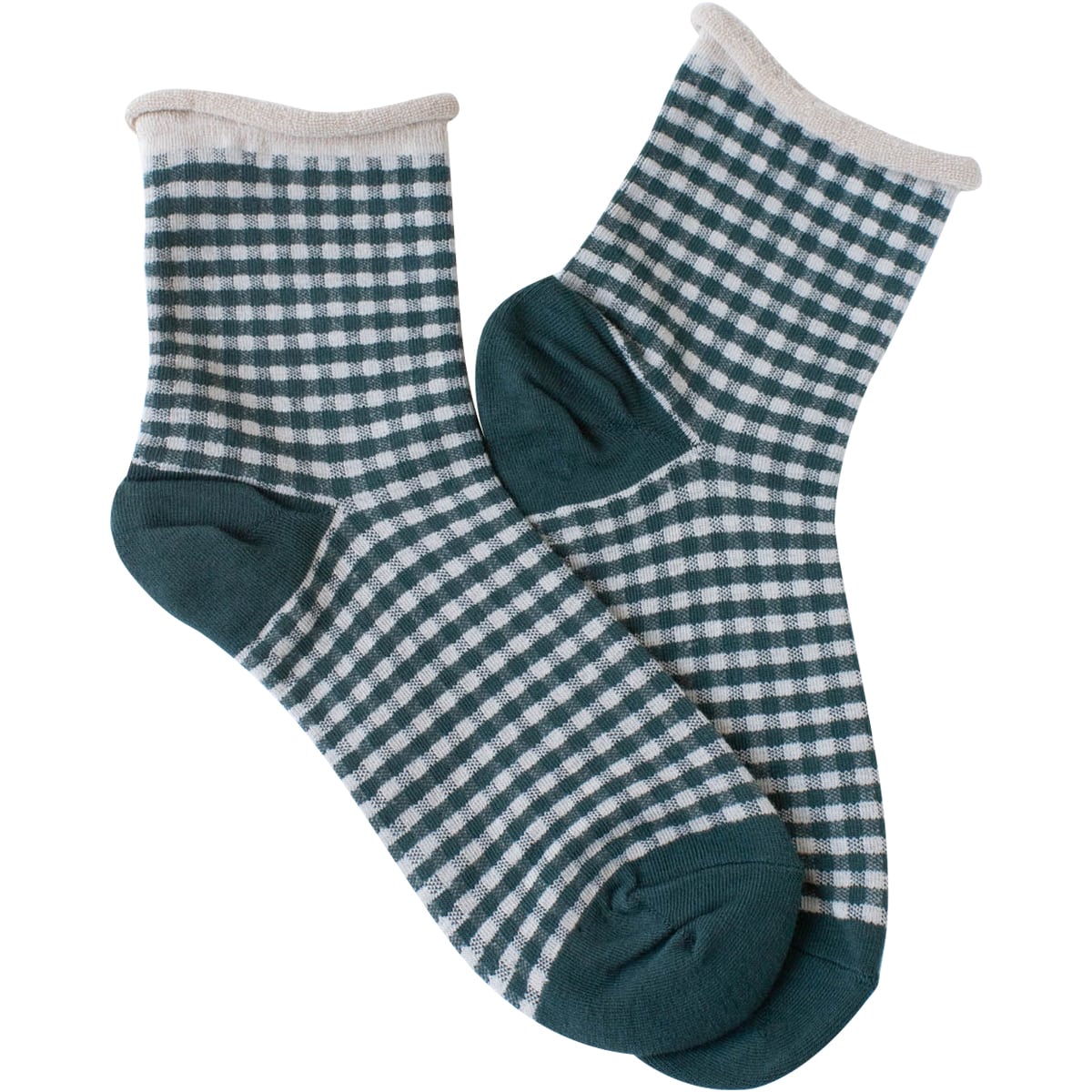 Tiepology Picnic Mid Crew Socks - Oatmeal/Green (1 pair)