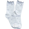 Tiepology Mini Heart Ruffle Socks - White/Silver