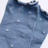 Close up detail of Tiepology Mini Heart Ruffle Socks - Blue/Silver (1 pair)