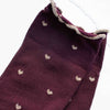 Close up detail of Tiepology Mini Heart Ruffle Socks - Wine/Gold (1 pair)