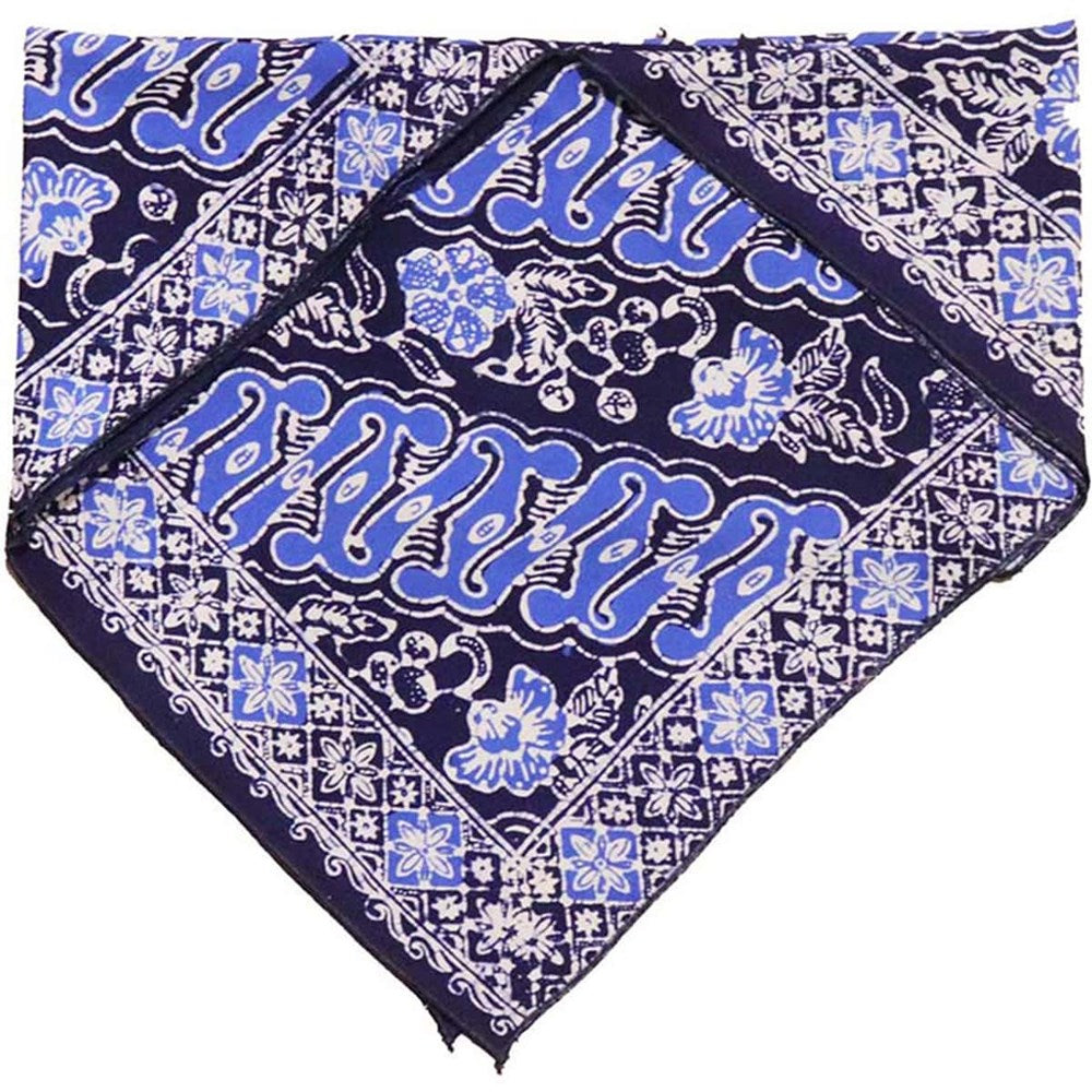 Kasih Co-op Hand Dyed Batik Bandana - Blue/White (1 pc) folded