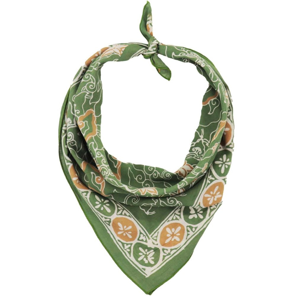 Kasih Co-op Hand Dyed Batik Bandana - Green/Gold (1 pc)