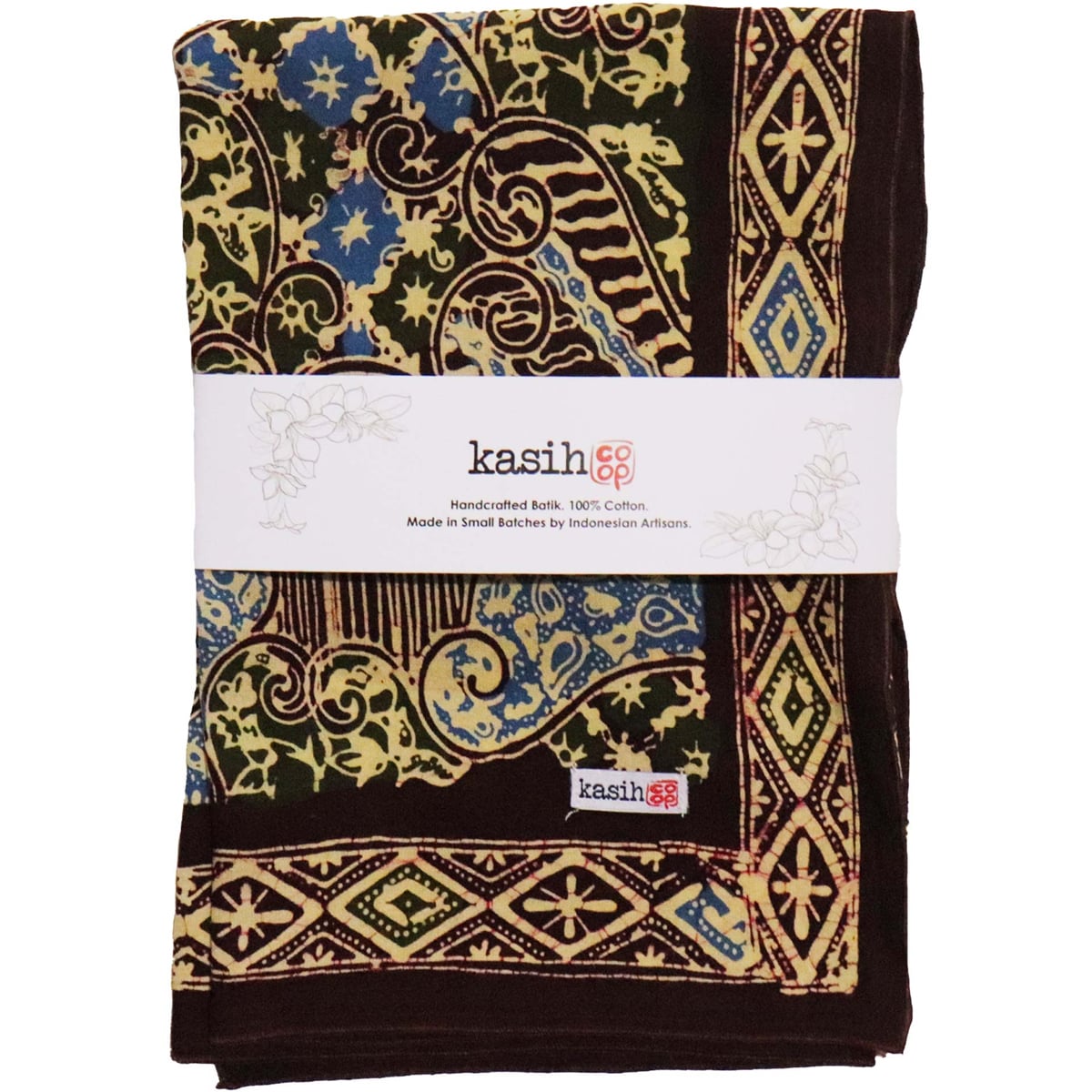 Kasih Co-op Hand Dyed Batik Bandana - Earth and Sky (1 pc) shown folded