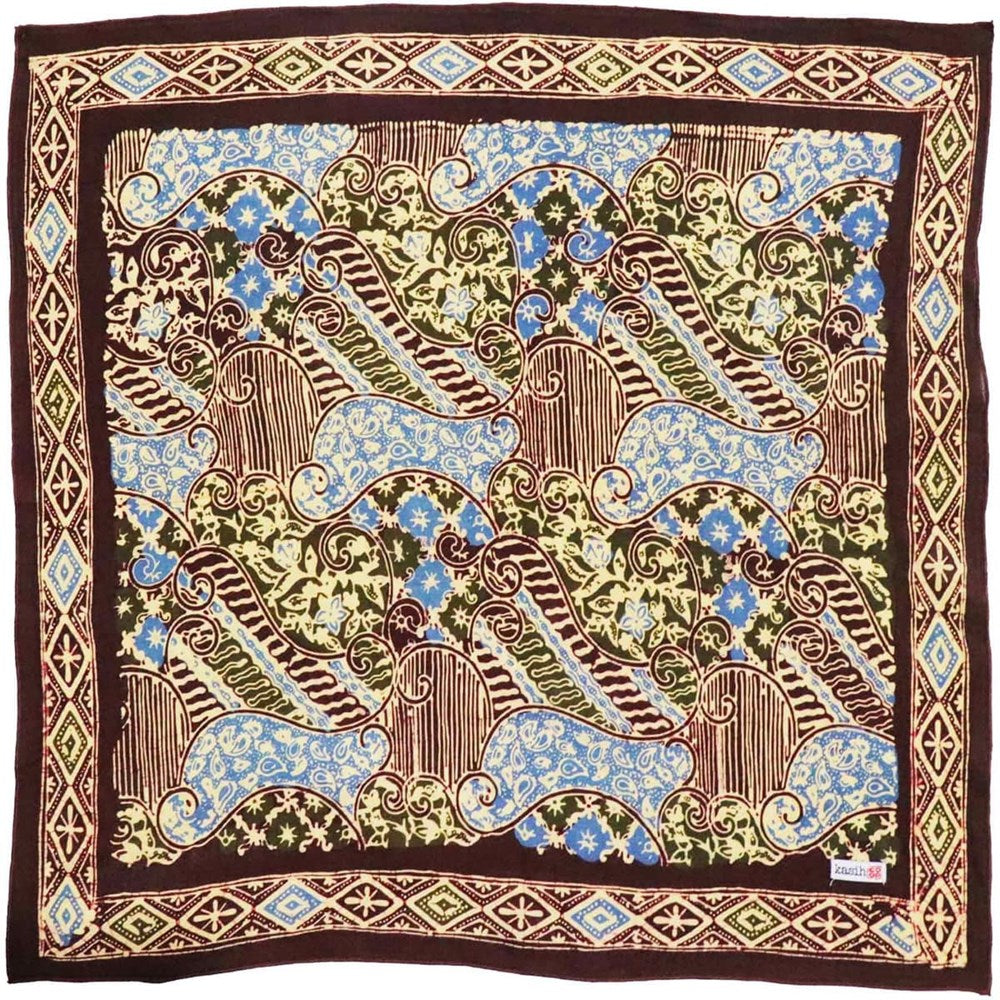 Kasih Co-op Hand Dyed Batik Bandana - Earth and Sky (1 pc) shown flat