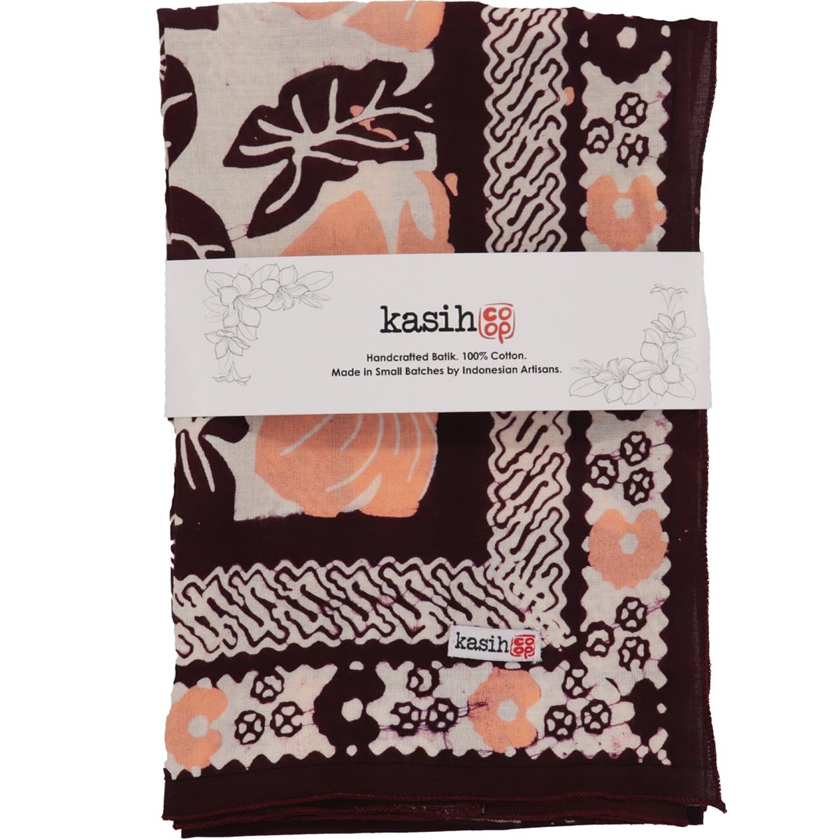 Kasih Co-op Hand Dyed Batik Bandana - Fallen Leaf (1 pc) shown folded