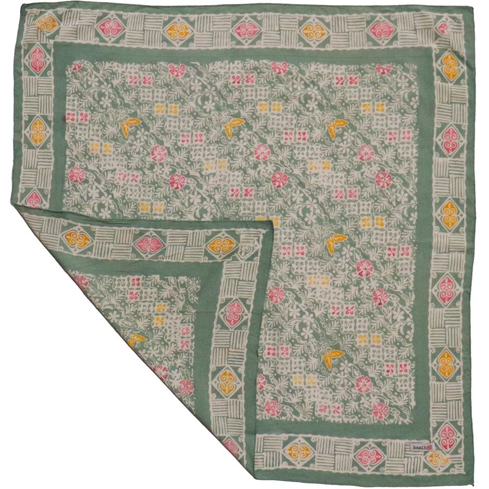 Kasih Co-op Hand Dyed Batik Bandana - Pastel Haven (1 pc) shown with one corner folded