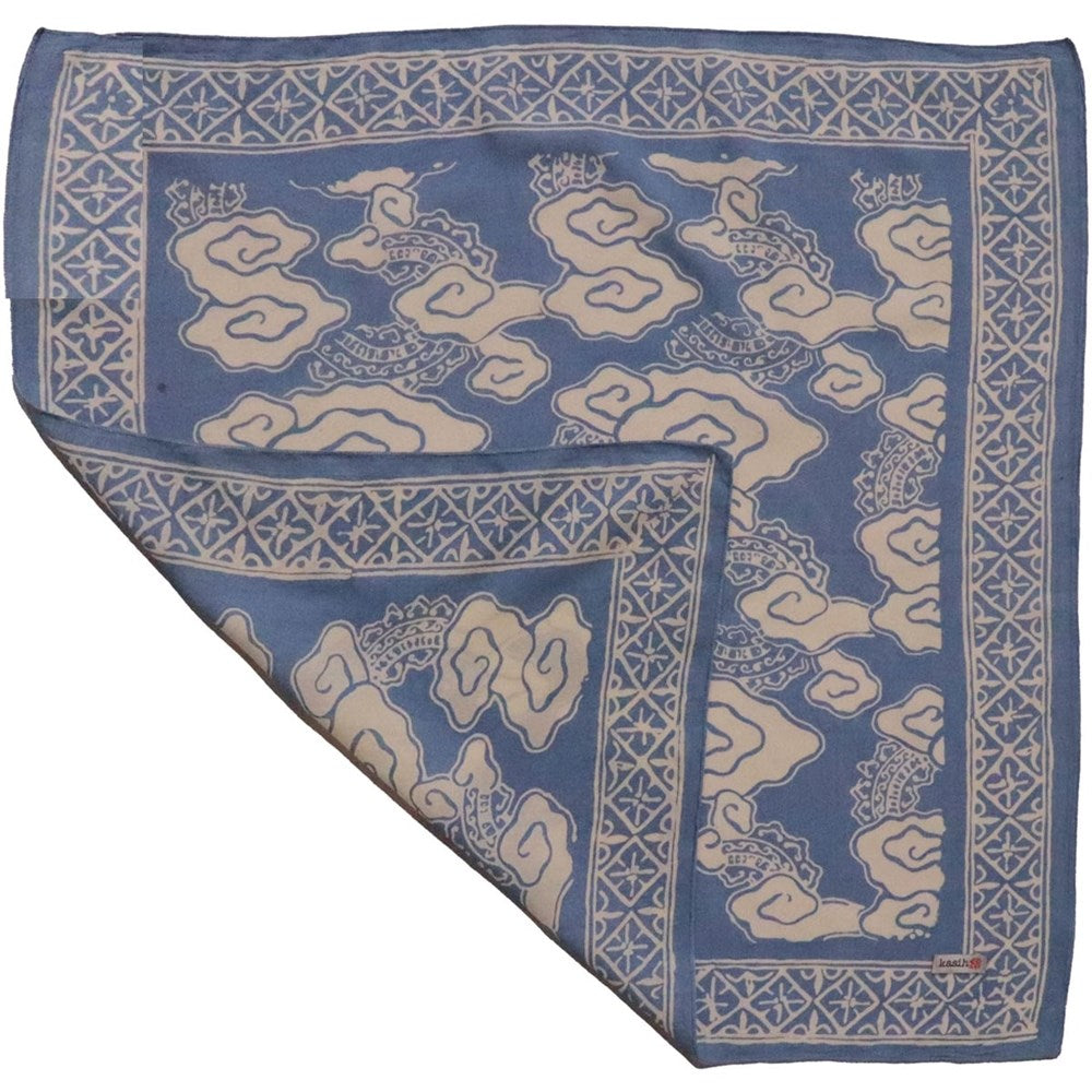 Kasih Co-op Hand Dyed Batik Bandana - Pewter Sky (1 pc) shown with one corner folded
