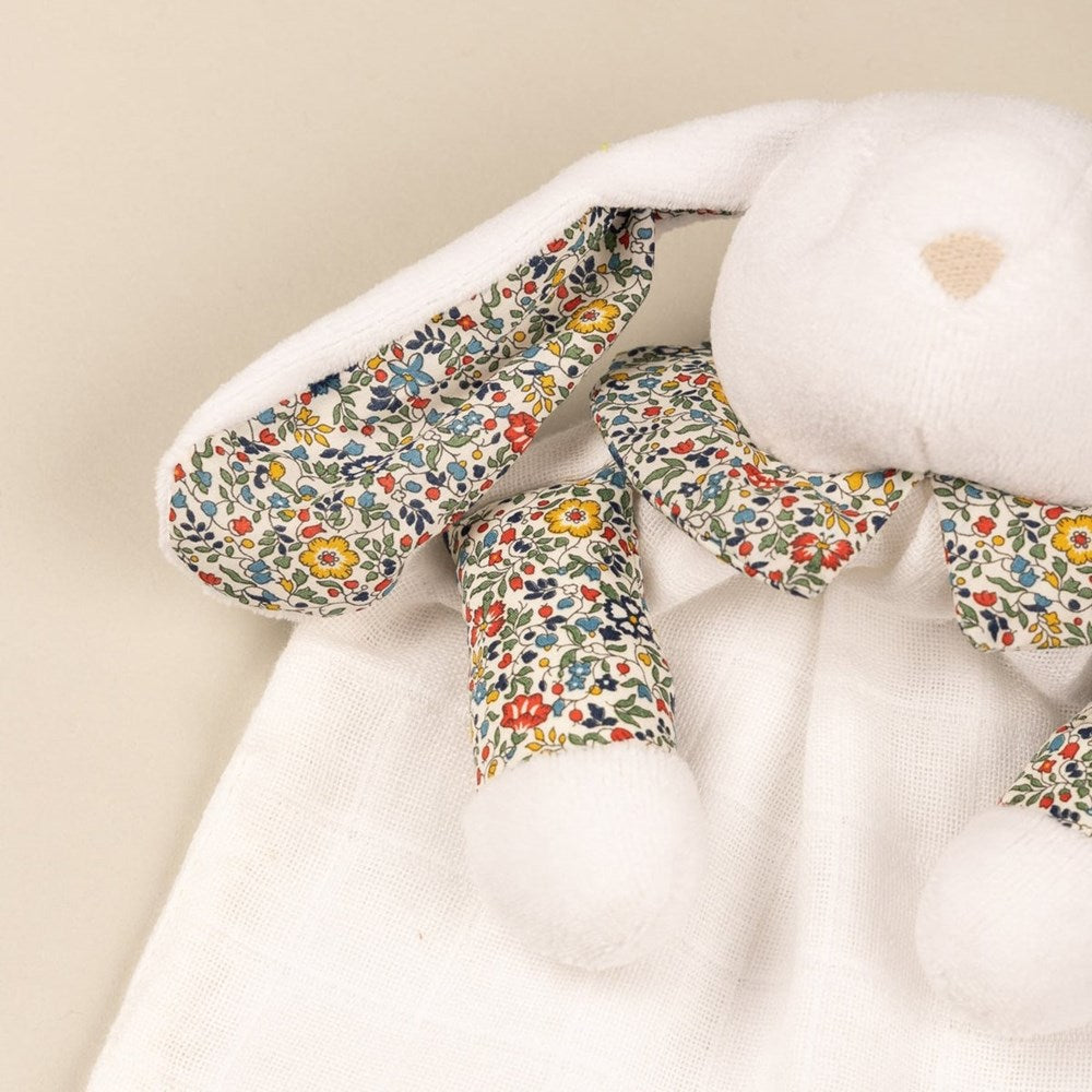 Pamplemousse Peluches The Rabbit Lovey in Liberty - Bleu Forest (1 pc)