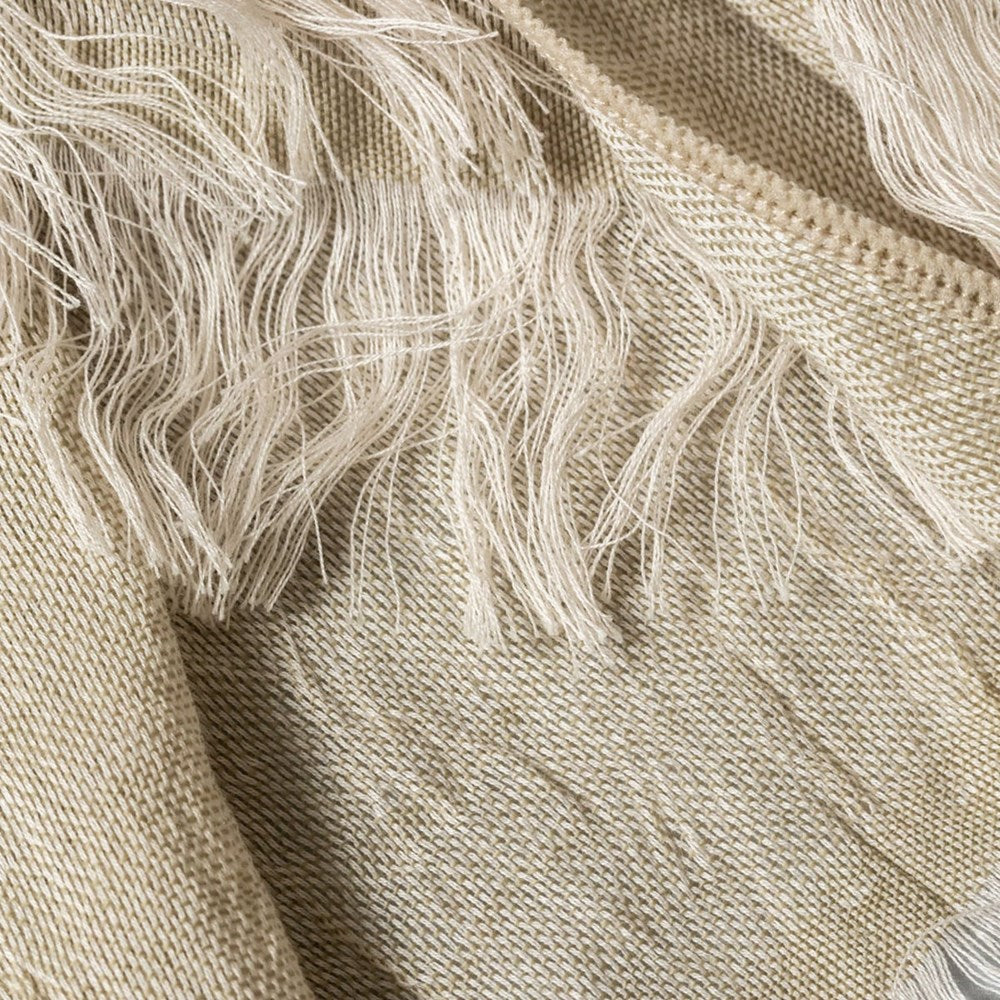 Kontex Haolu Cotton Wool Stole - Sand (1 pc) - product shown close up.