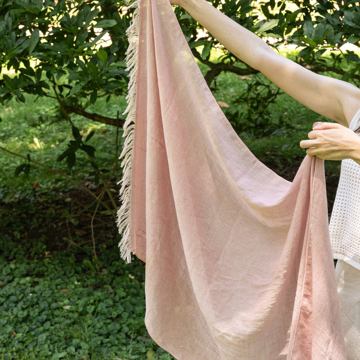 Kontex Haolu Cotton Wool Stole - Red Plum (1 pc) - product shown being held up. 