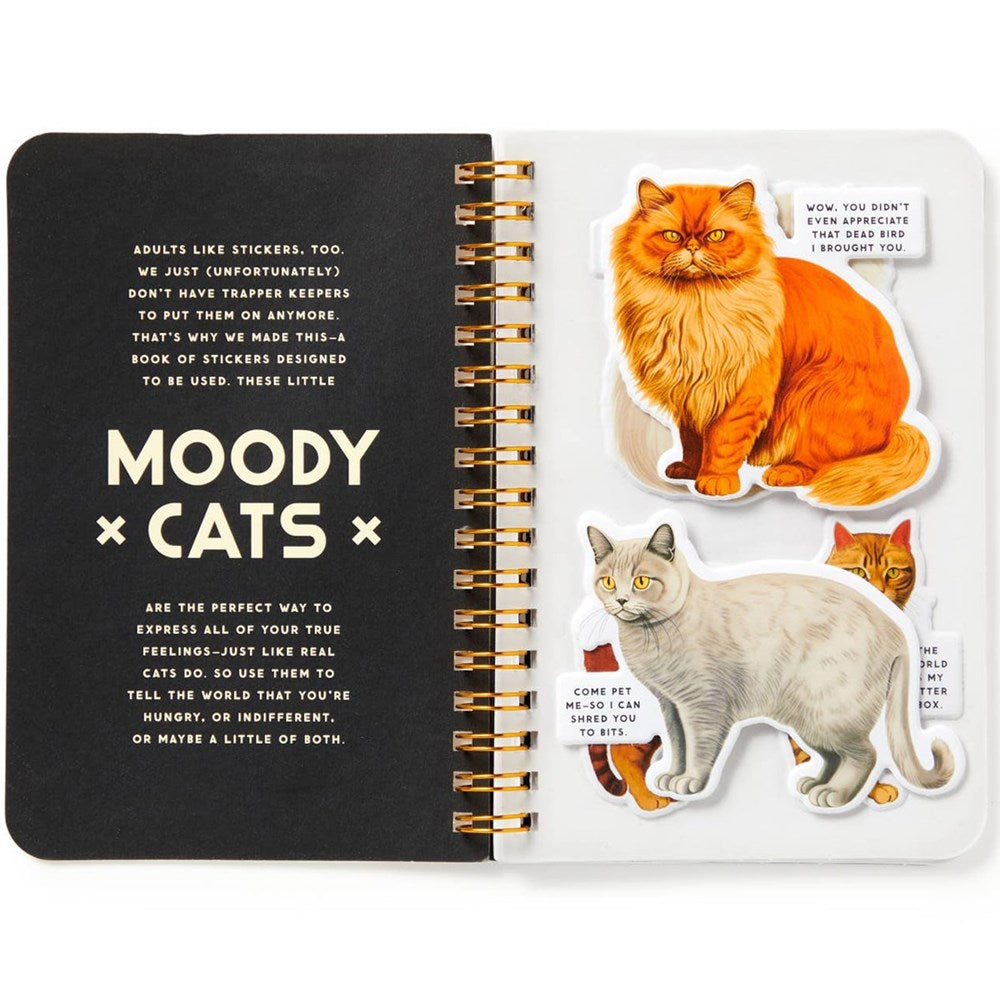Interior page of Chronicle Books Brass Monkey Moody Cats Sticker Book