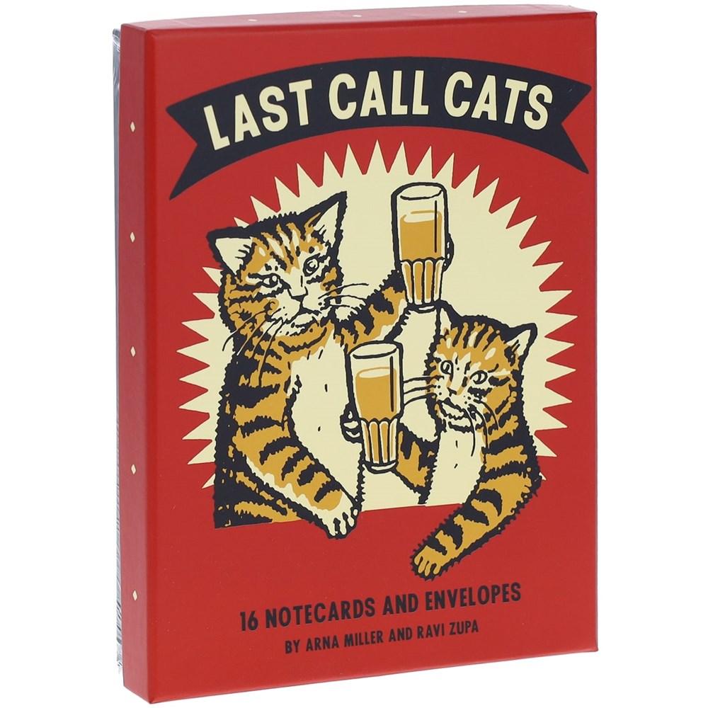 Chronicle Books Last Call Cats Notecards (16 pcs) box
