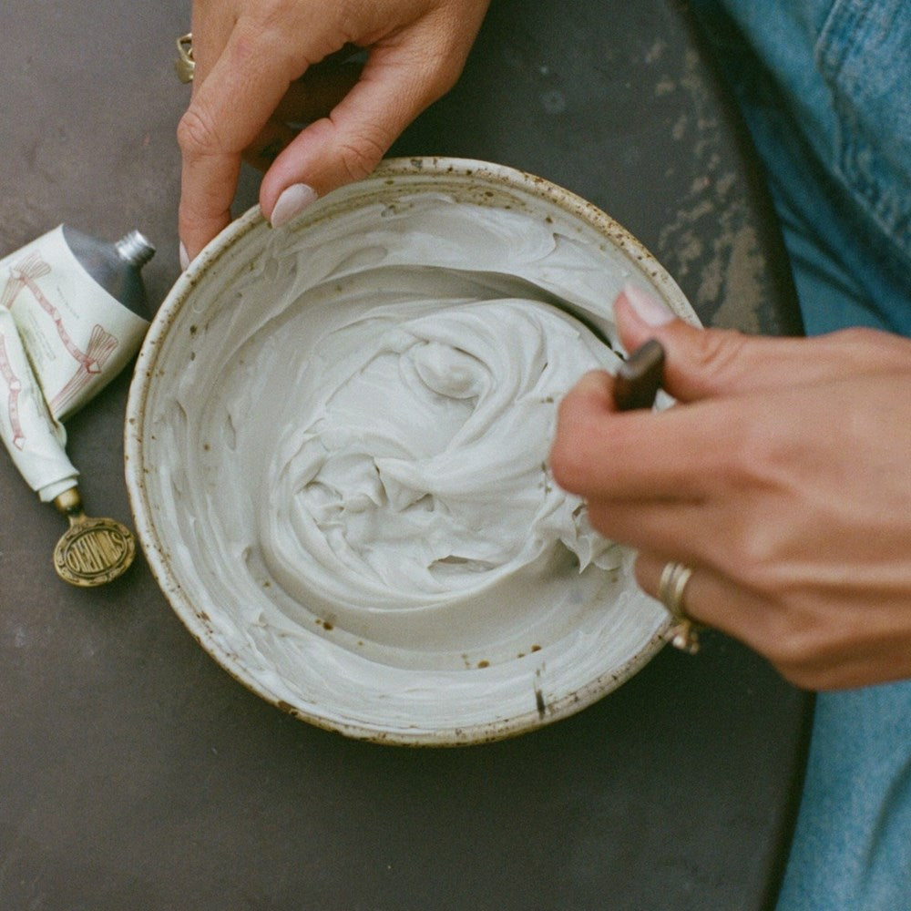 St. Meto Mother Clay Hair Recovery Treatment (4 oz)  - product shown in bowl. 