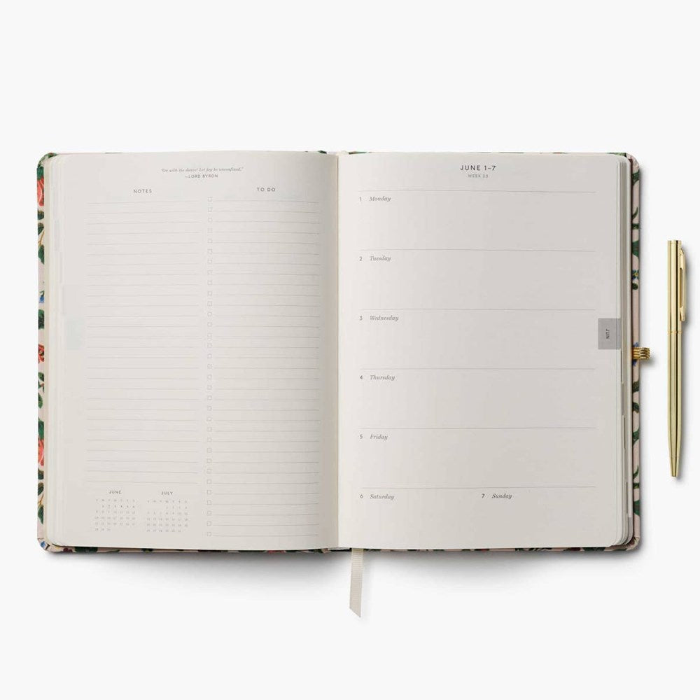 Rifle Paper Co. 2026 Gracie Planner with Pen (2 pcs) showing interior page