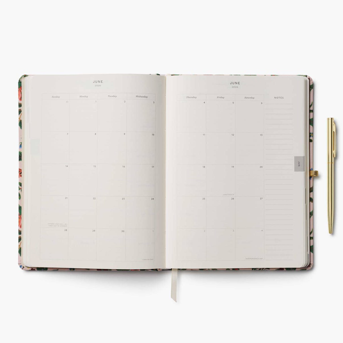 Rifle Paper Co. 2026 Gracie Planner with Pen (2 pcs) showing calendar page