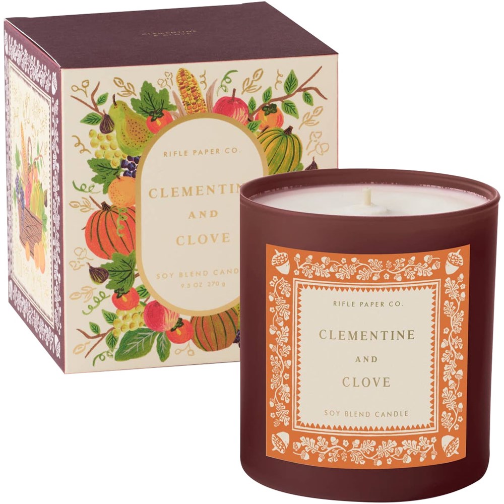 Rifle Paper Co. Clementine & Clove Glass Candle (9.5 oz) with box