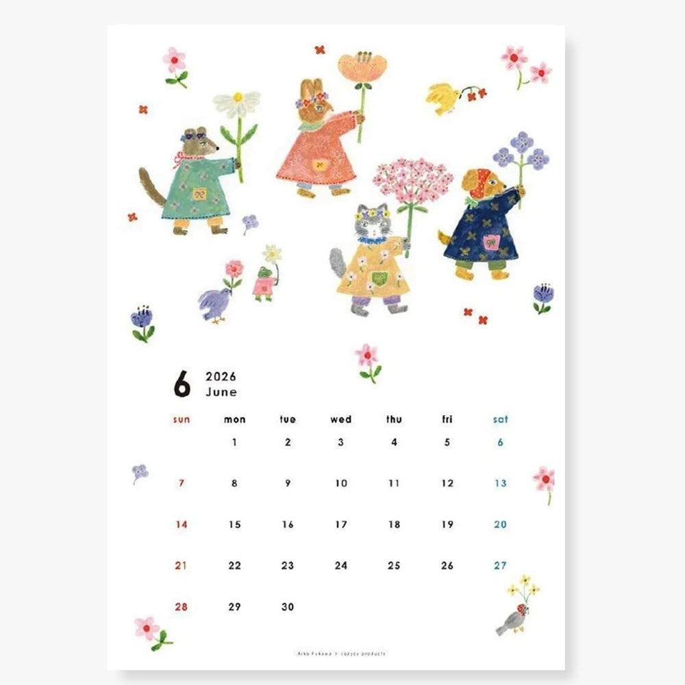 Her Winter Flowers 2026 Wall Calendar - Aiko Fukawa (1 pc) Month of June shown