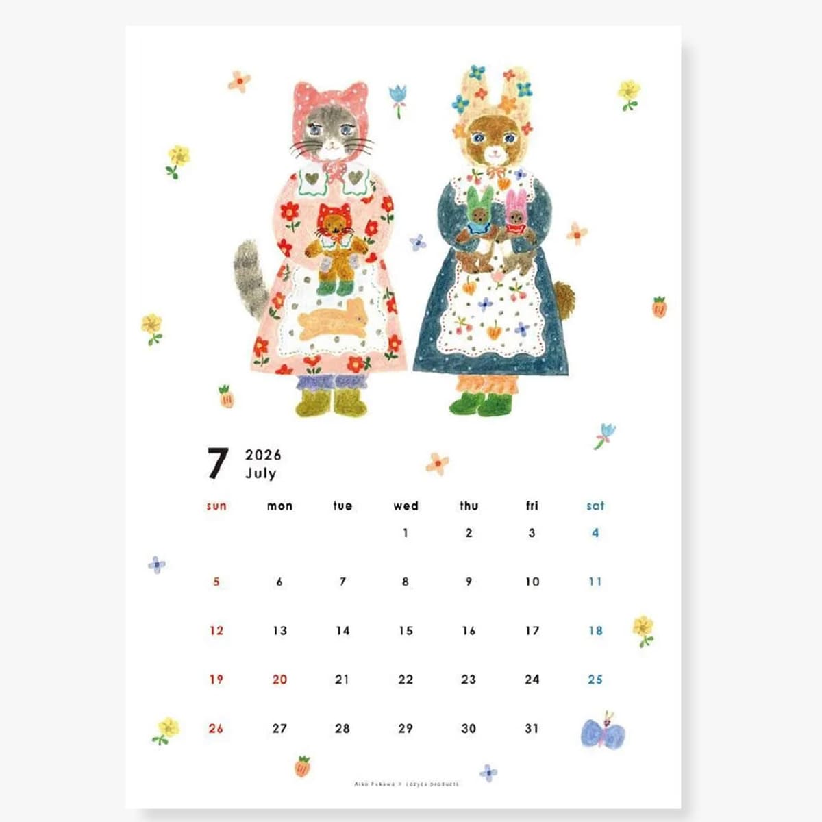 Her Winter Flowers 2026 Wall Calendar - Aiko Fukawa (1 pc) Month of July shown