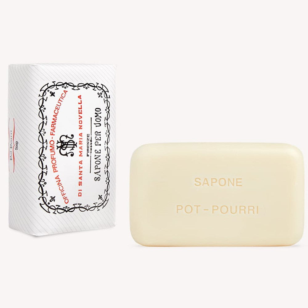 Santa Maria Novella Pot Pourri Soap (130 g) - product shown next to packaging.