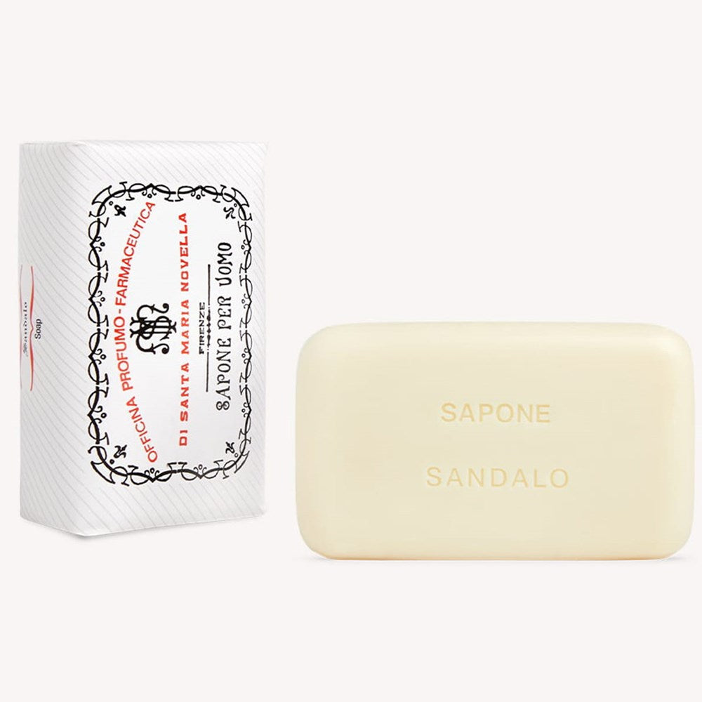 Santa Maria Novella Sandalo Soap (130 g) - product shown next to its packaging. 