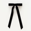 Grace & Grandeur Alice Long Velvet Bow - Black (1 pc) - product shown on white background. 