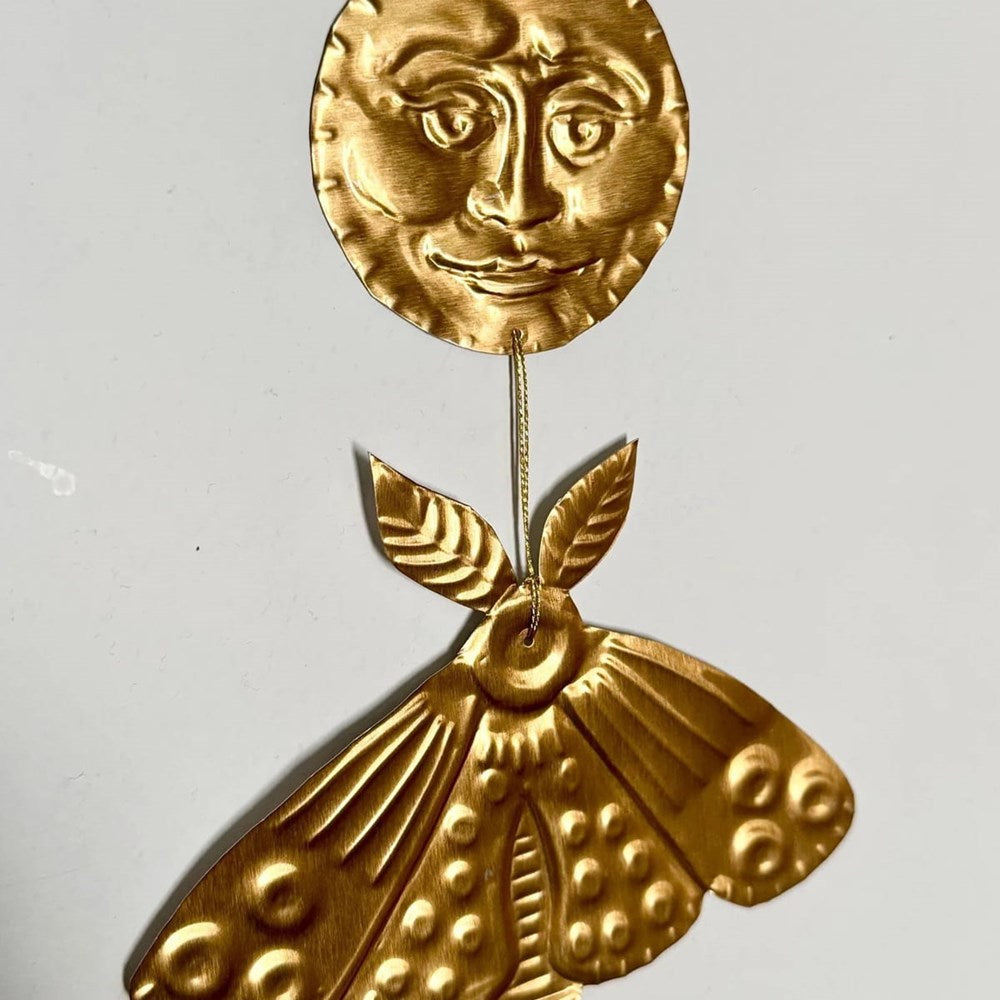 Foot Range Mountain Embossed Gold Moon and Moth (1 pc) - product shown on white background. 