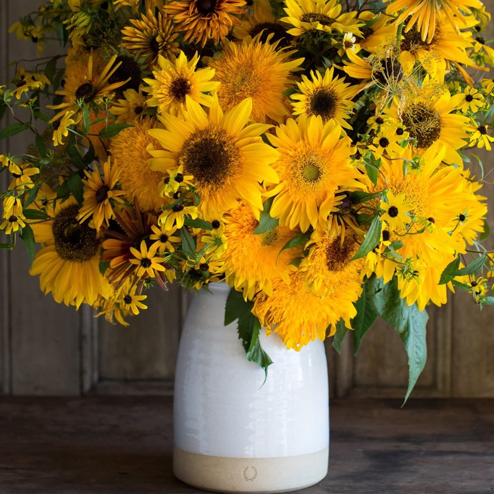 Farmhouse Pottery Beehive Crock - Medium (1 pc) - product shown holding flowers.