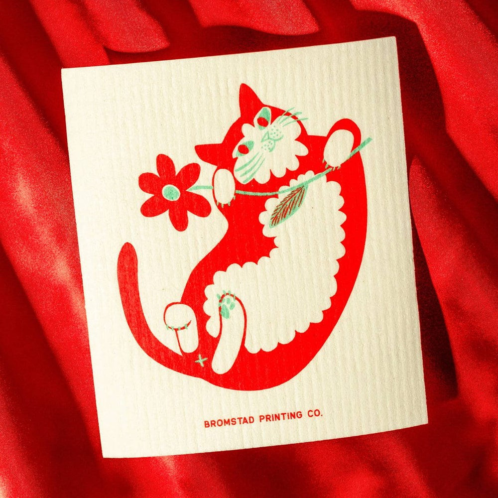 Bromstad Printing Co. Flower Cat Swedish Dishcloth (1 pc)