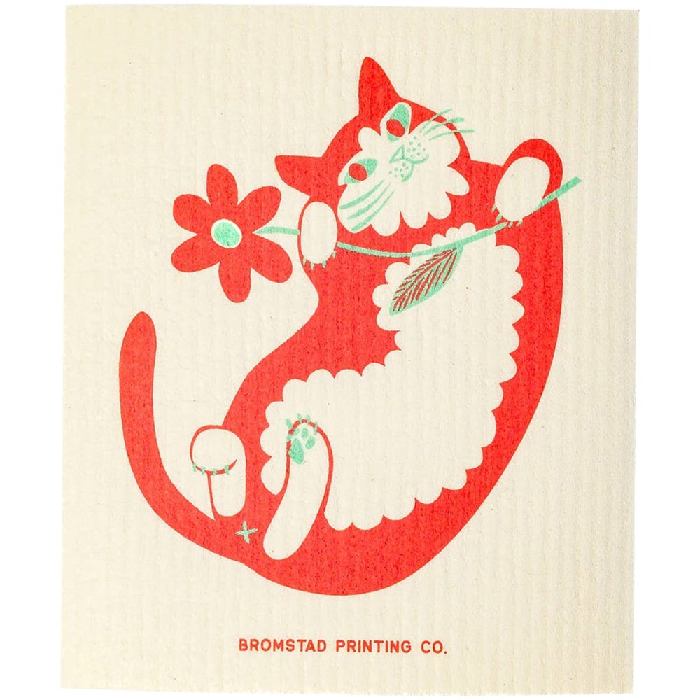 Bromstad Printing Co. Flower Cat Swedish Dishcloth (1 pc)