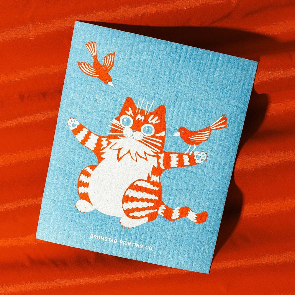 Bromstad Printing Co. Birds and Cat Swedish Dishcloth (1 pc)