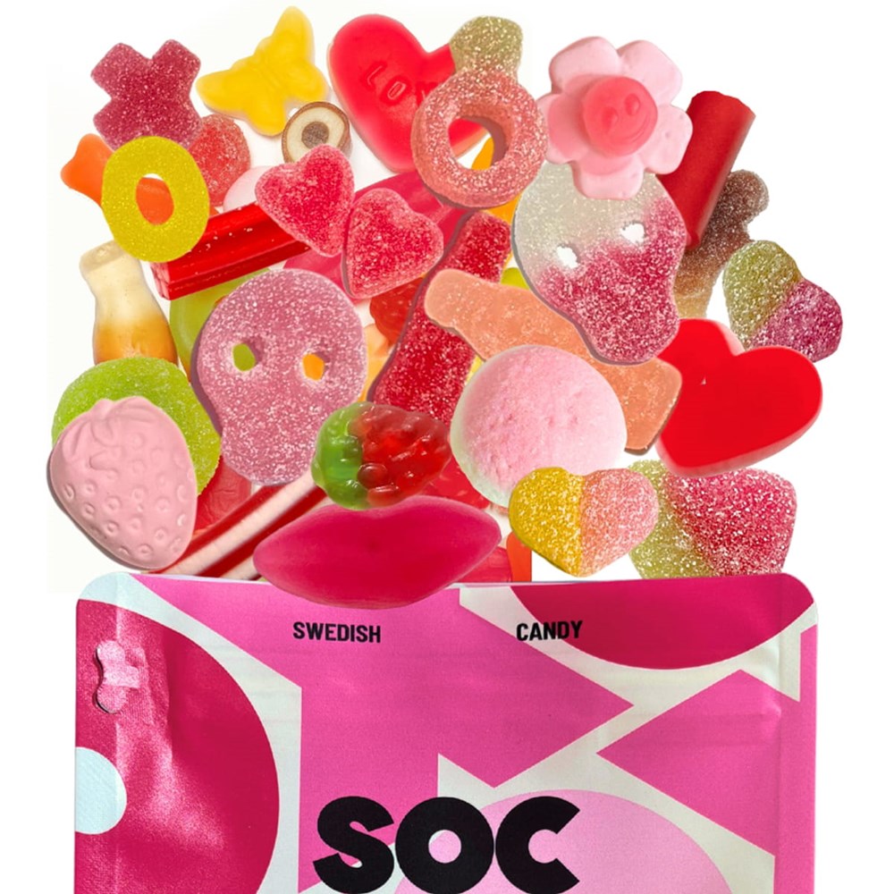 Sockerbit Love Swedish Candy Mix (1 pc) - product shown outside of product. 