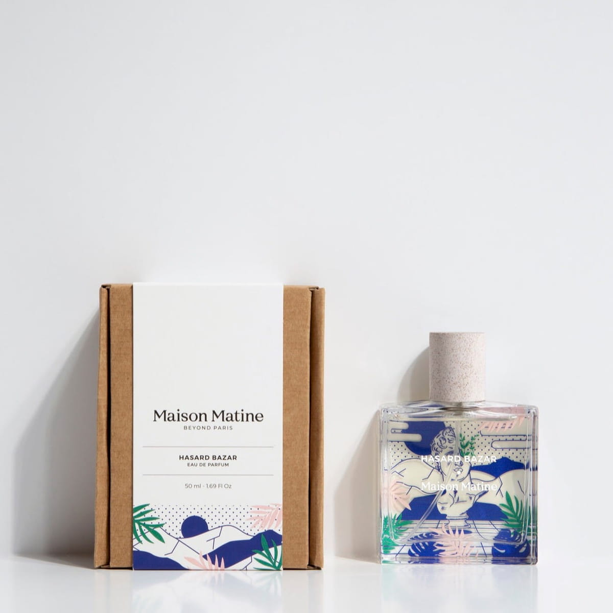 Maison Matine Hasard Bazar Eau de Parfum (50 ml) - product shown next to packaging. 