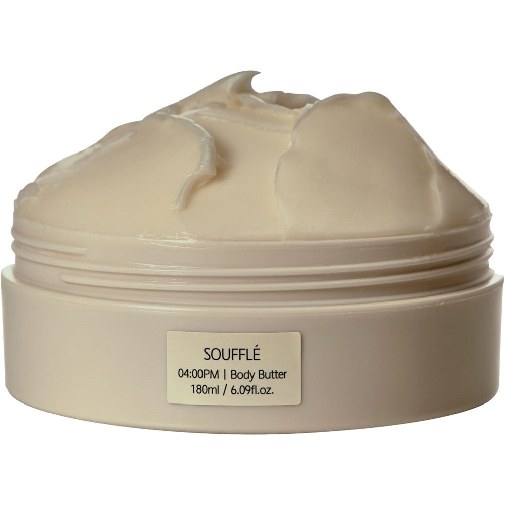 House of Balance 4:00PM Soufflé Body Butter (180 ml) - product shown with lid off. 