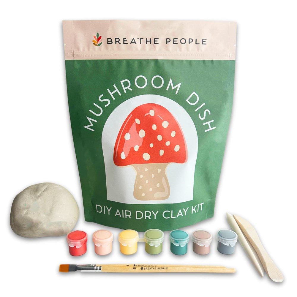 Breathe People DIY Air Dry Clay Kit – Make Your Own Mushroom Dish (1 kit) - product shown on white background. 