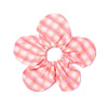 Inner Child Jaipur Block Print Flower Scrunchie Set in Pink (pink and orange plaid)