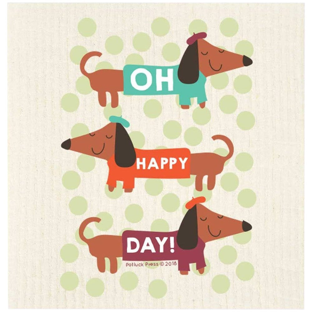 Potluck Press Oh Happy Day Dachshund Swedish Dishcloth (1 pc)