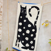 Donna Wilson Limited Lazy Cat Bath Towel (1 pc) shown hanging on clothes line