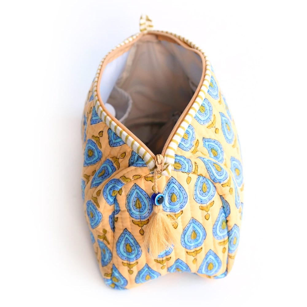 Inner Child Toiletry Bag - Evil Eye Charm (Medium) - product shown open.