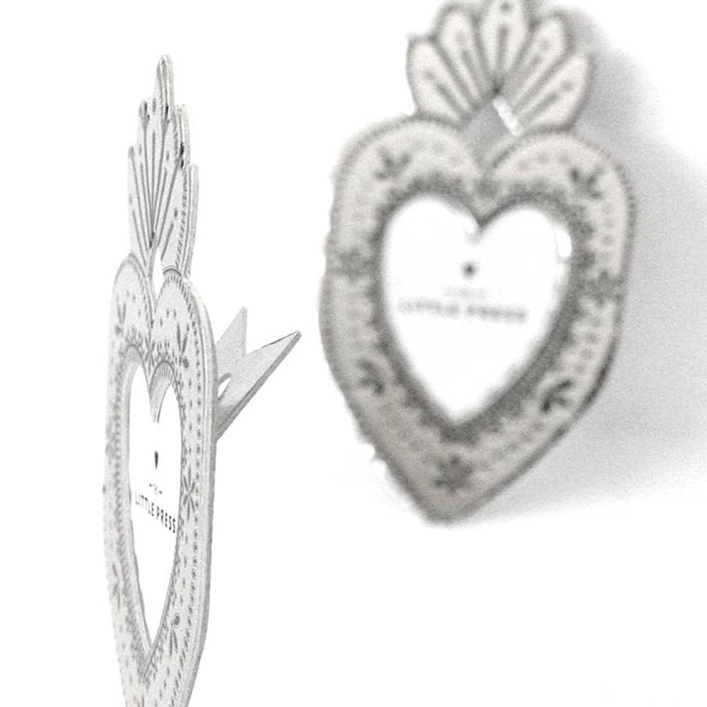 The Little Press Mini Heart Frame - Silver (1 pc) - product shown at different  angles.