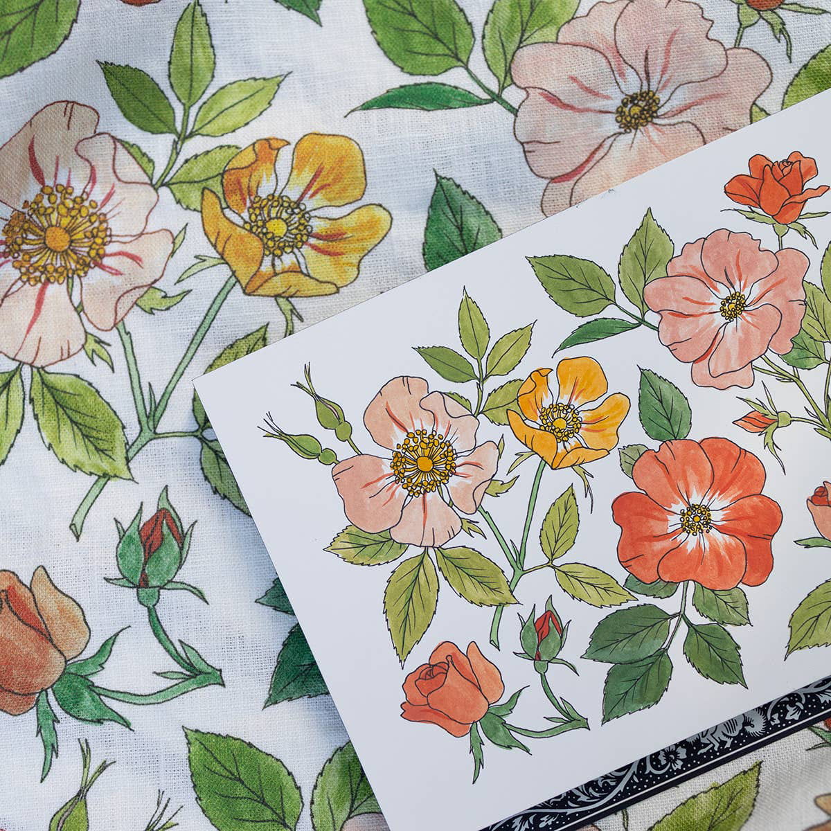 Botanica Paper Co. Wild Roses Tea Towel (1 pc) - product shown with original print on top (not included).